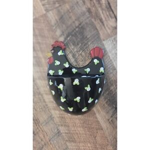 Heartland Black Floral Ceramic Chicken Hen Farmhouse Wall Pocket Decor